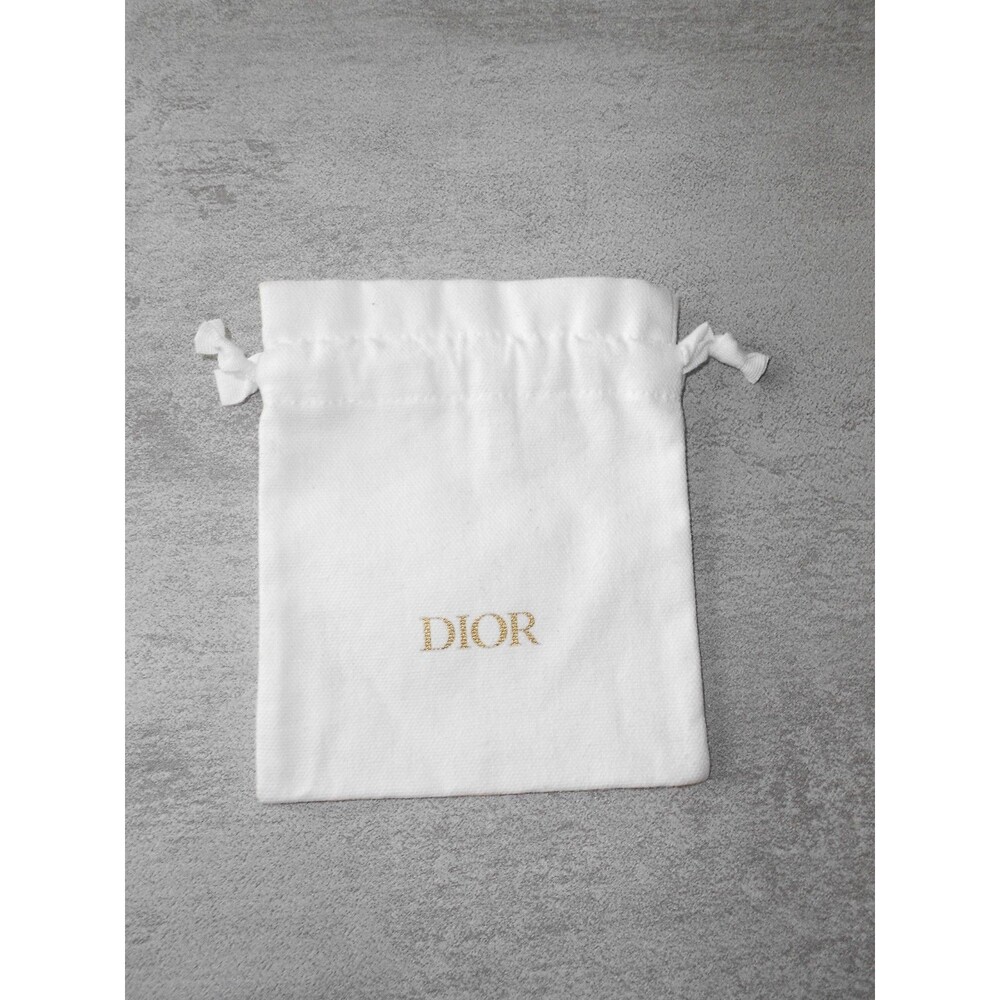 Authentic Dior White Cotton Mini Drawstring Pouch Jewelry Gift Beauty Dust Bag